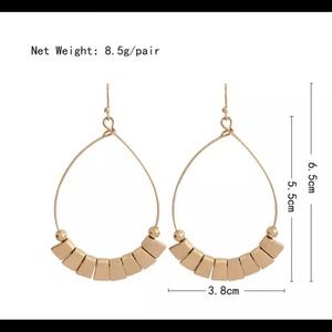 Gold colored ethnic style, water drop dangle earrings